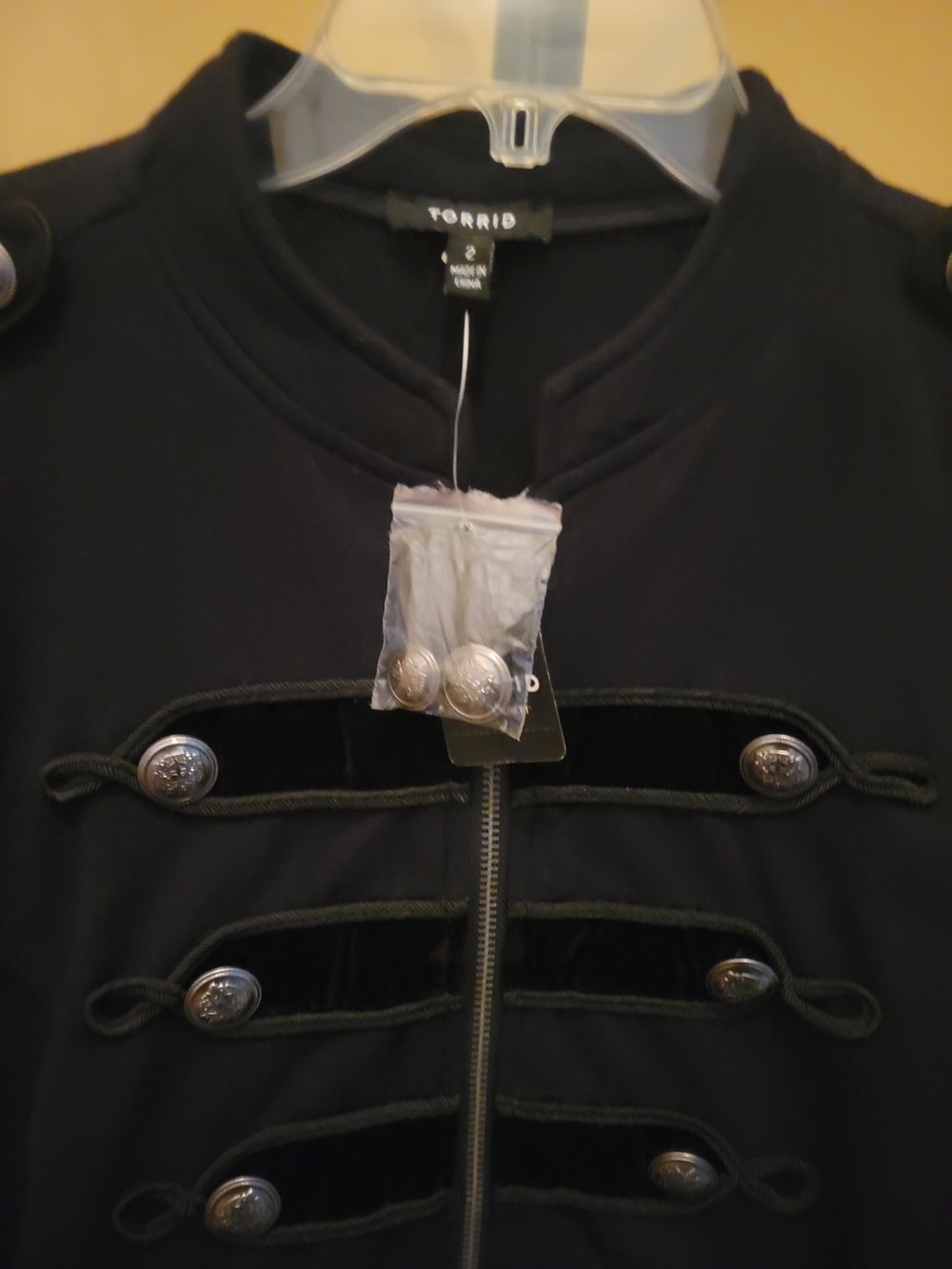 Torrid Black Embellished Zip Front Military Jacket - Picture 4 of 6
